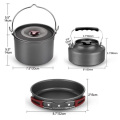 22pcs Camping Cookware Mess Kit, Outdoor Cookware Set Large Size Hanging Pot Pan Kettle with Base Cook Set for 4